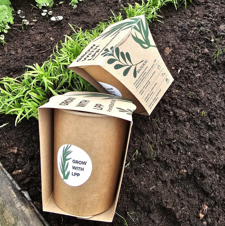 Verslo dovanos iš sėklų su įmonės logotipu